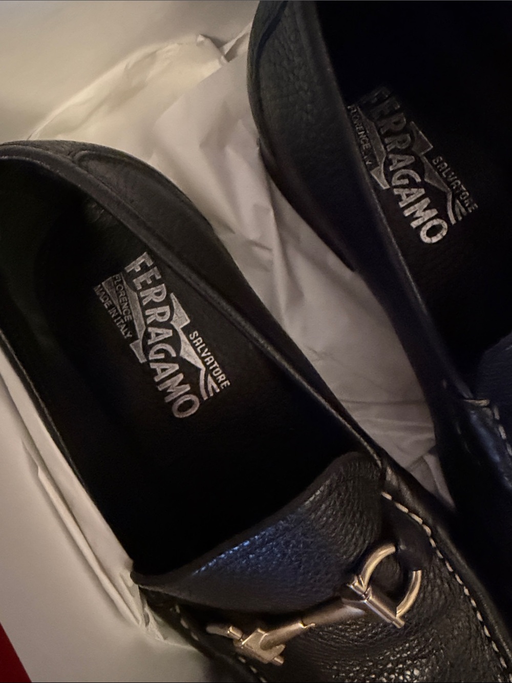Salvatore Ferragamo Black Pebbled Leather Bit Loafers - Picture 5 of 8